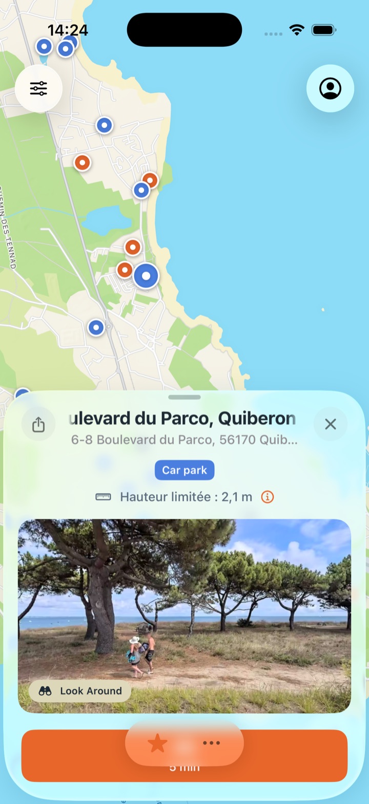 Fiche parking avec hauteur limitée à 2,1 m